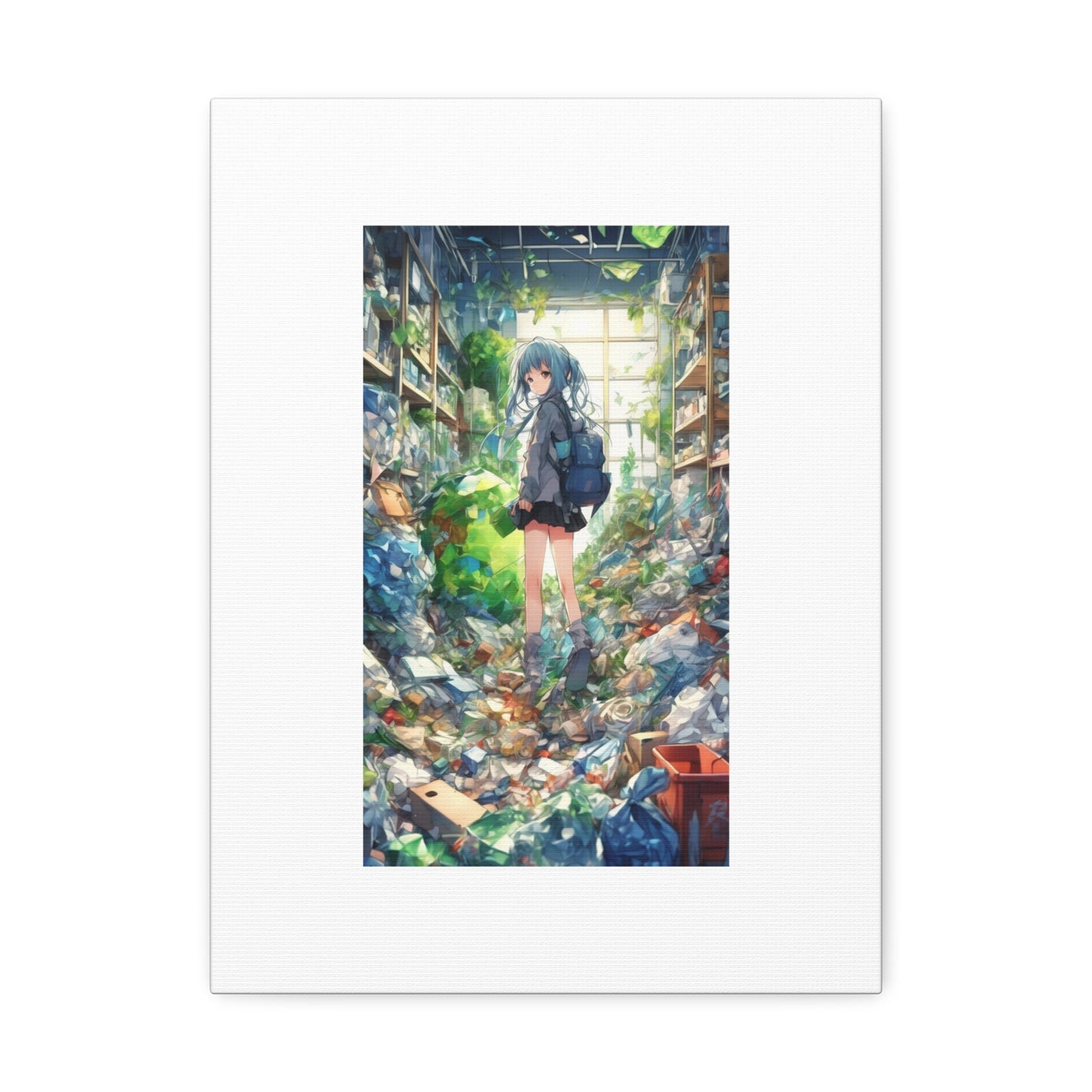 Green Recycling Alley Anime Girl Recycling Alley Canvas