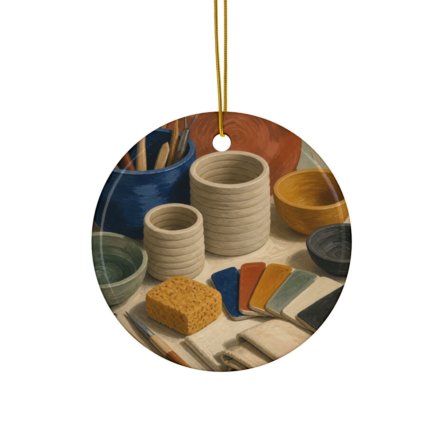 Handbuilt Ceramics Studio Art Ceramic Ornament, Holiday Keepsake and Gift