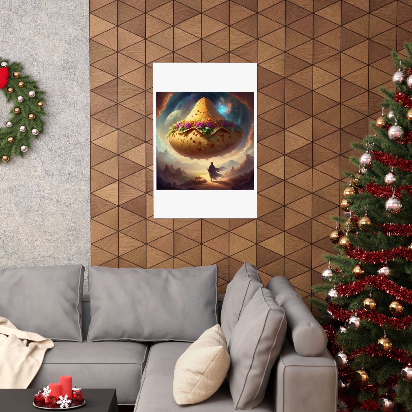 Cosmic Taco Planetoid Surreal Food Fantasy Art Poster