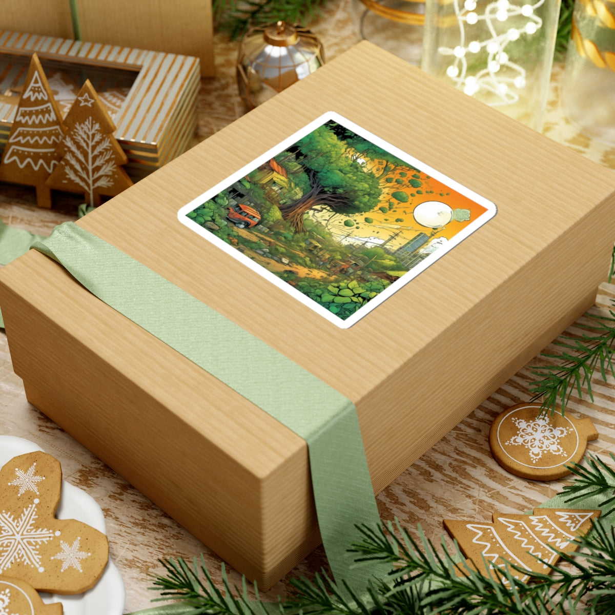 Cottage Road Landscape Nature Gift Art Sticker
