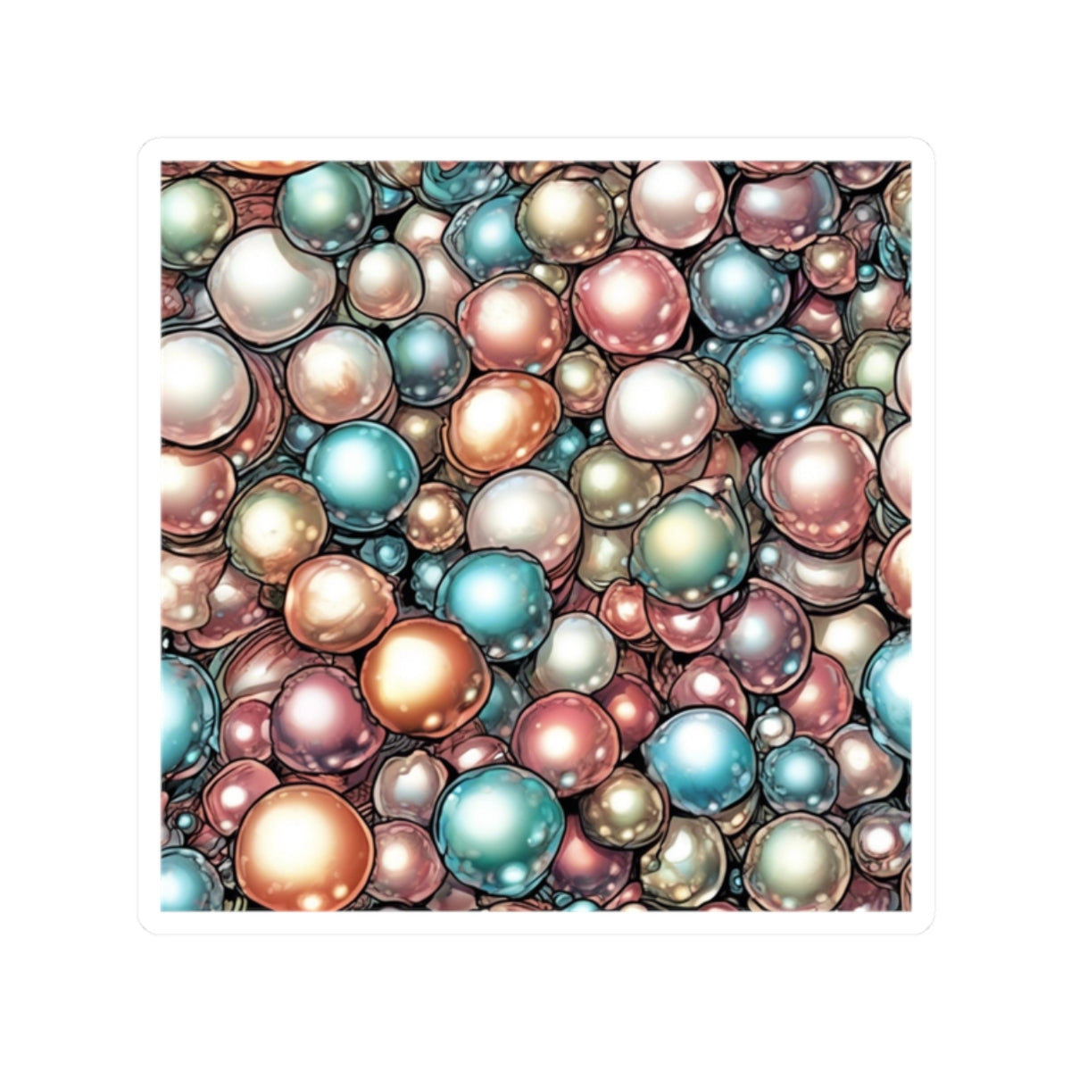Rainbow Pearl Marble Abstract Gift Art Sticker