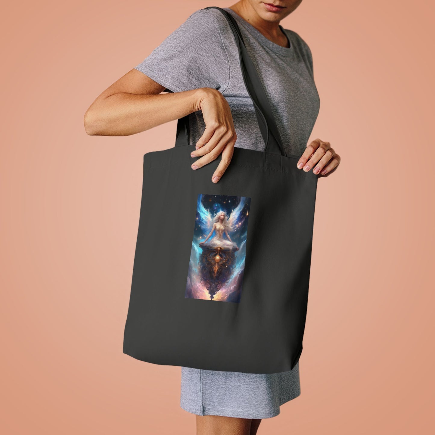 Celestial Winged Meditation Fantasy Portrait Tote Bag