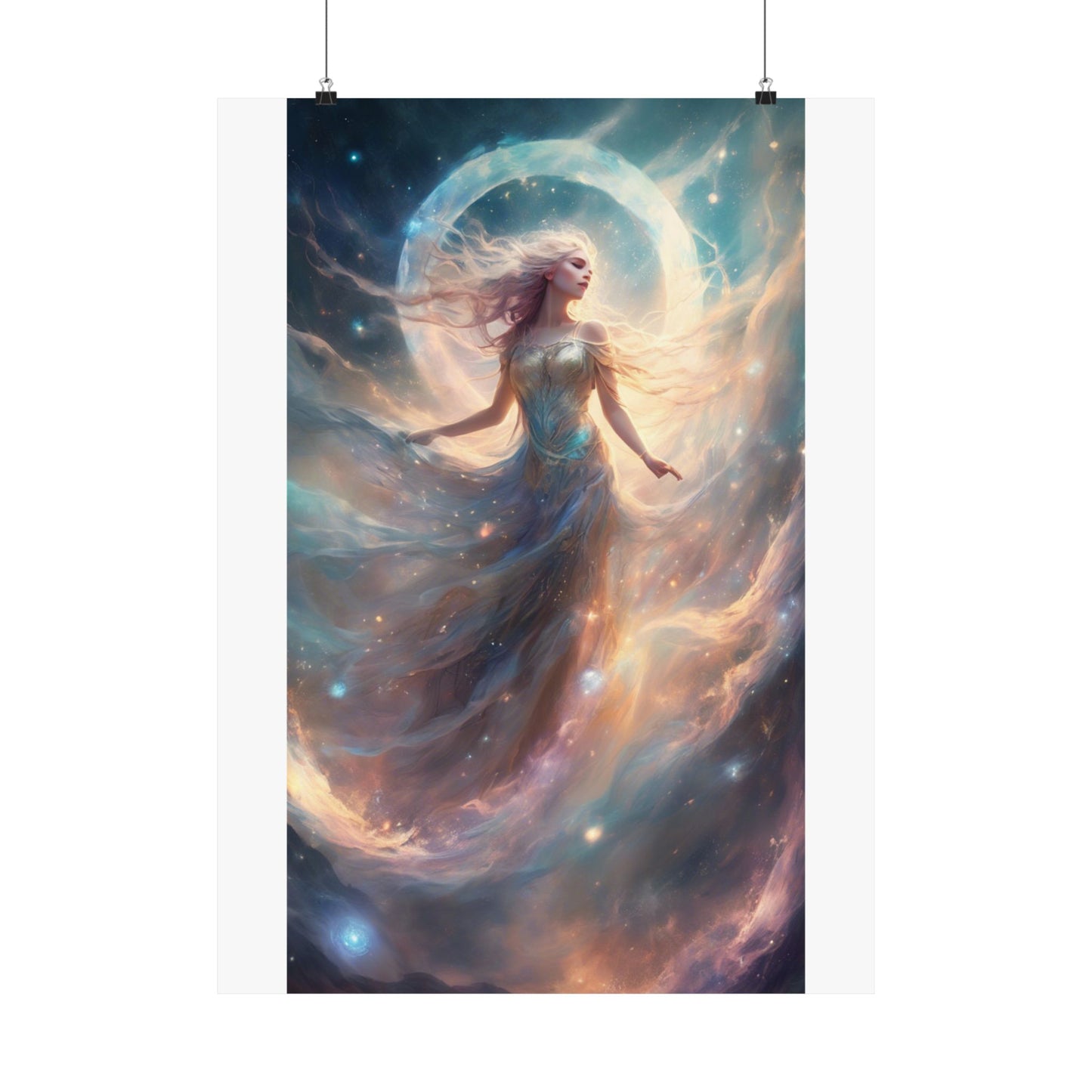 Moonlit Celestial Dancer Fantasy Portrait Poster