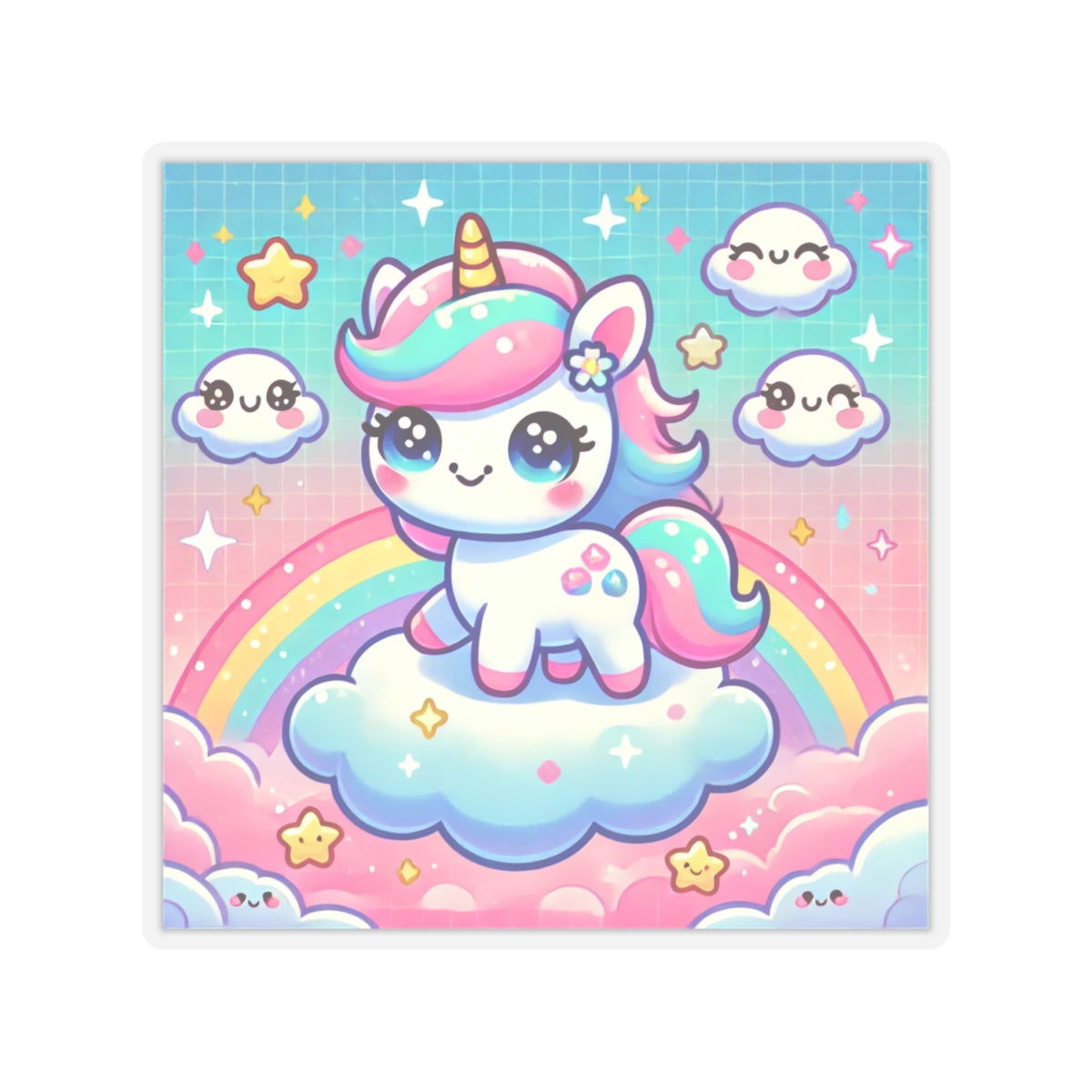 Pastel Rainbow Unicorn Cloud Kawaii Sticker