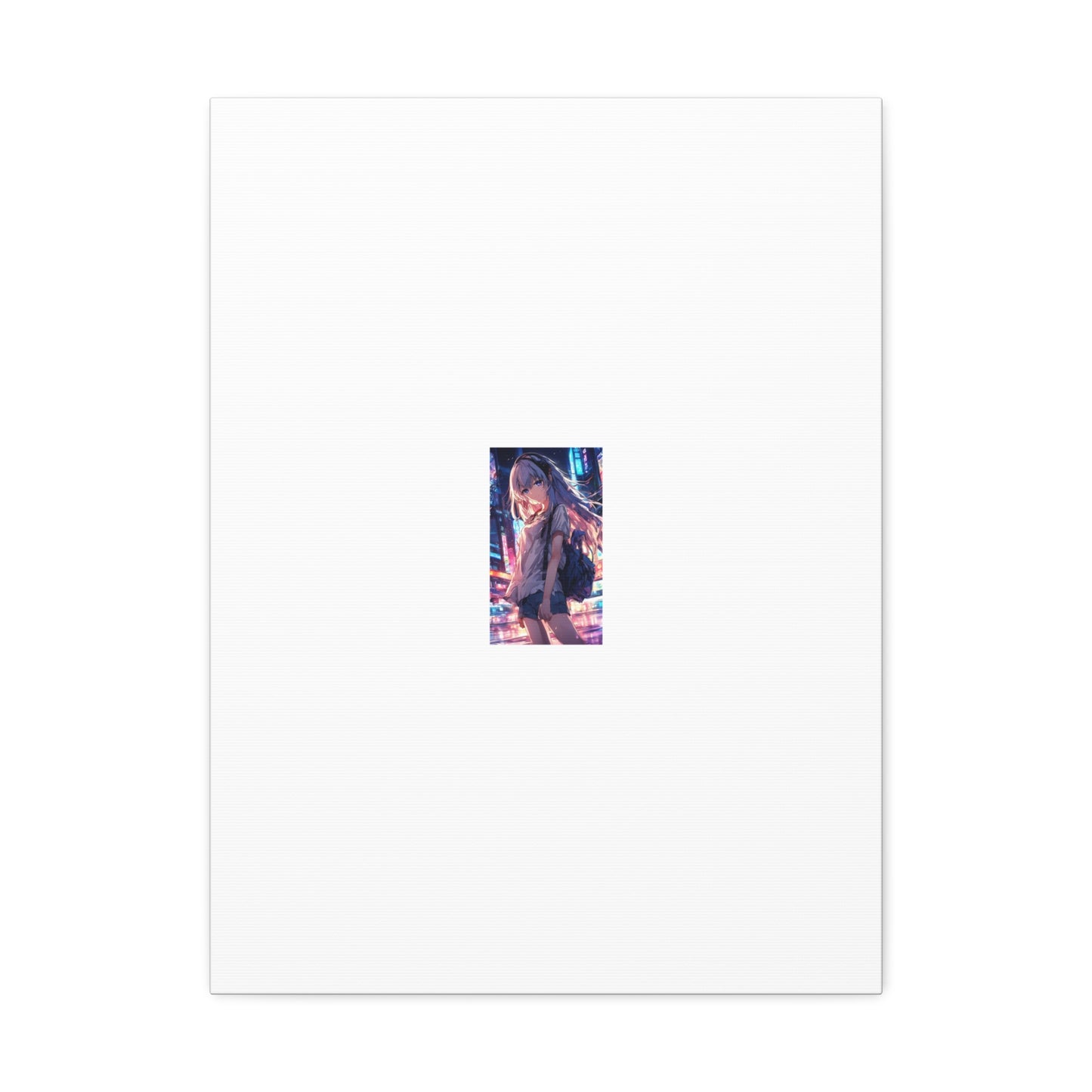 Anime City Night Heroine Portrait Neon Canvas Wall Art