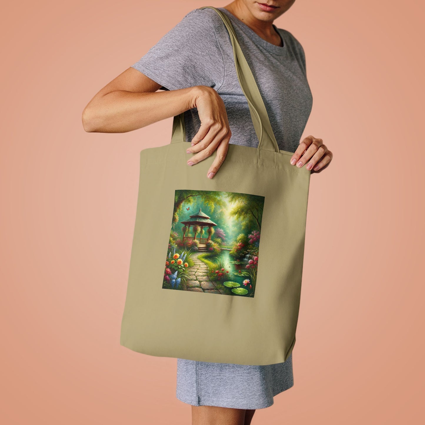 Spring Garden Gazebo Floral Landscape Tote Bag