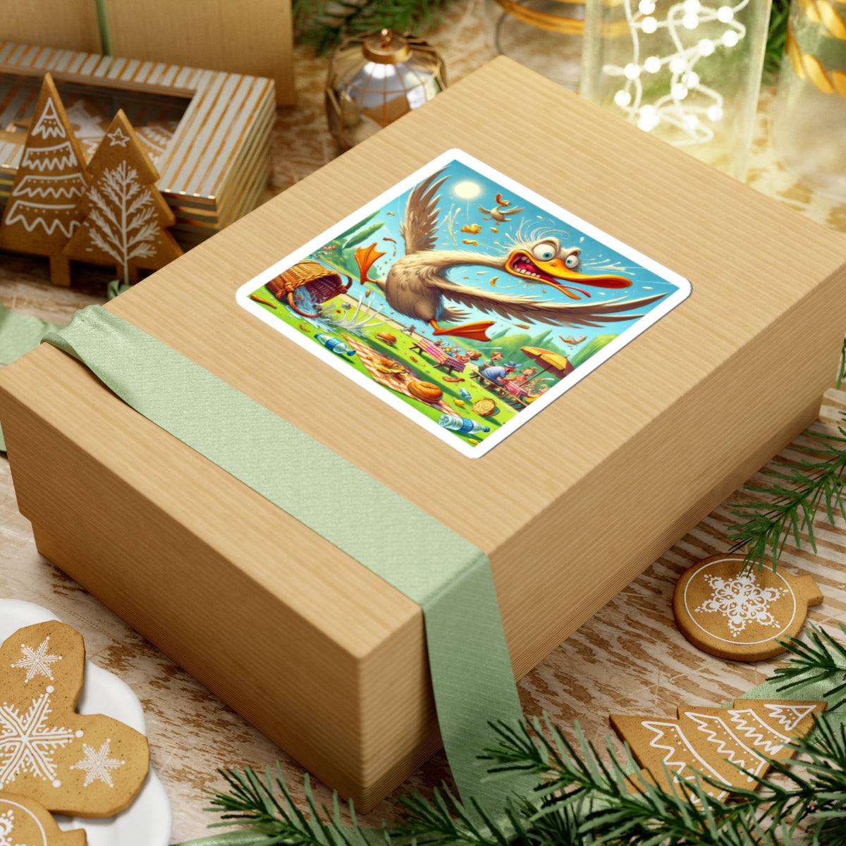 Chaotic Picnic Duck Funny Summer Adventure Sticker