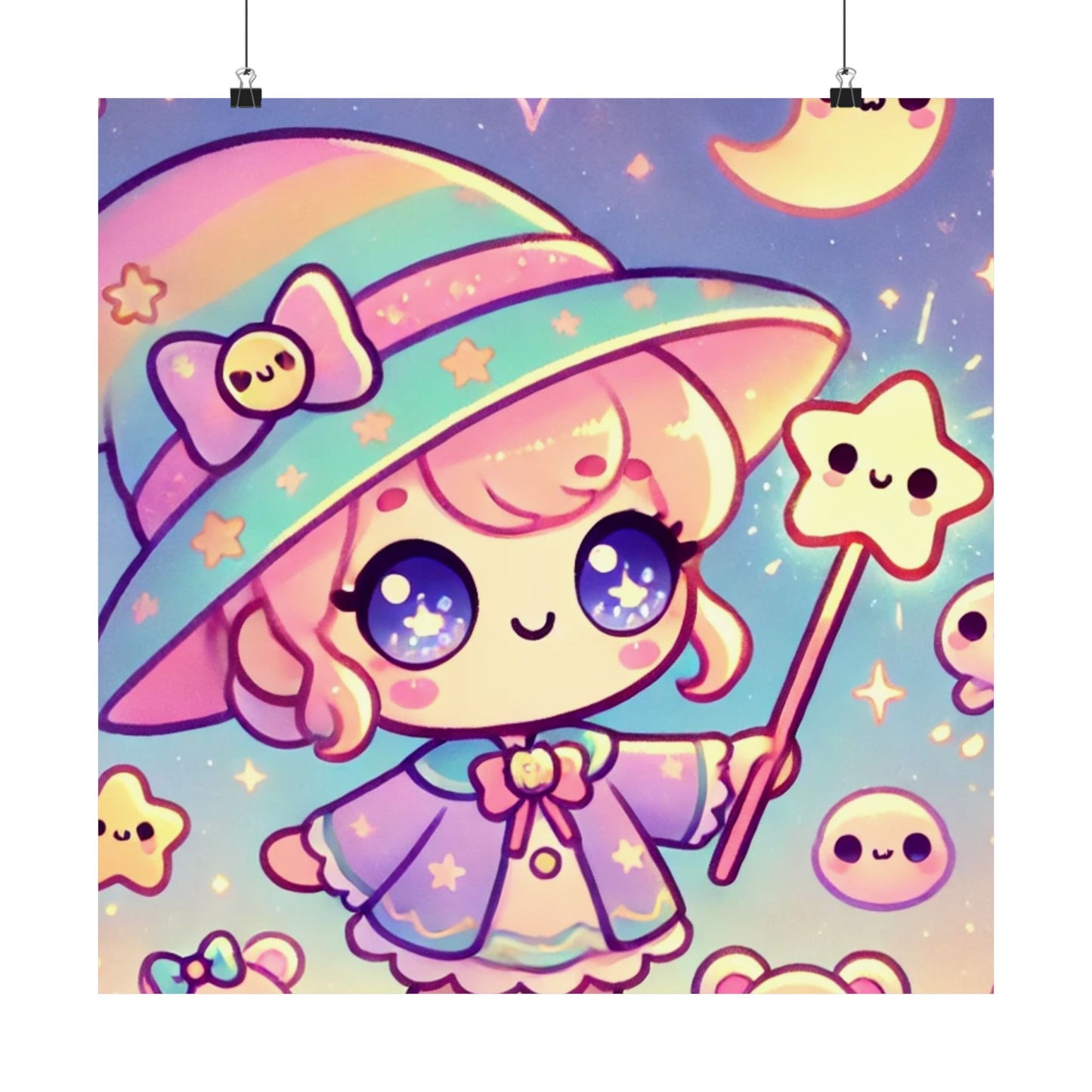 Kawaii Moon Wand Pastel Fantasy Wall Art Poster