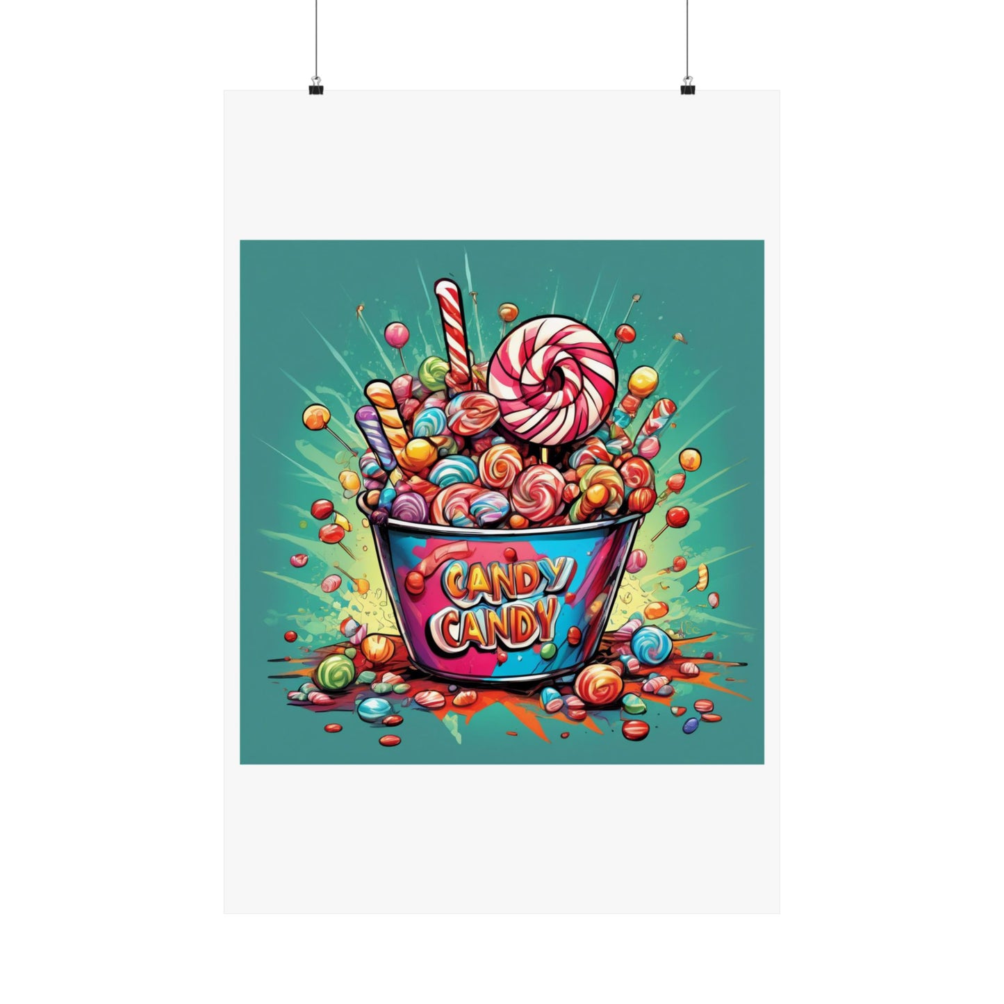 Holiday Candy Bucket Sweets Gift Art Poster