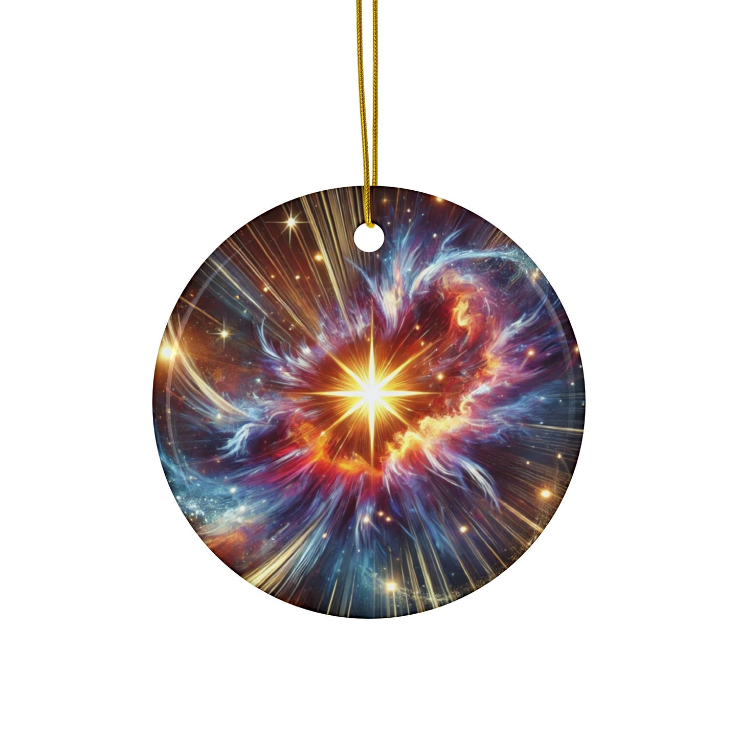 Cosmic Starburst Energy Ceramic Ornament, Holiday Keepsake and Gift