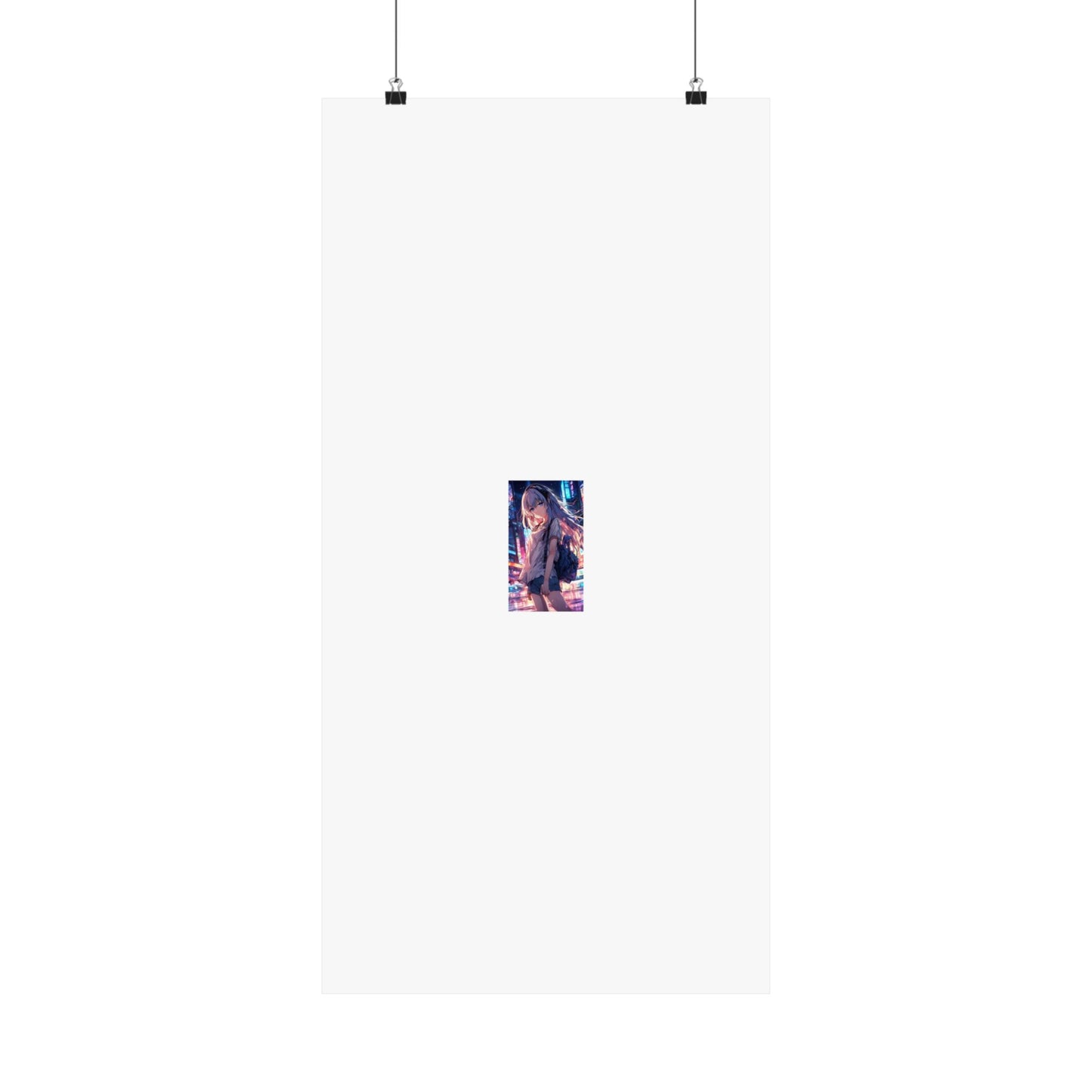 Anime City Night Heroine Portrait Neon Poster Art