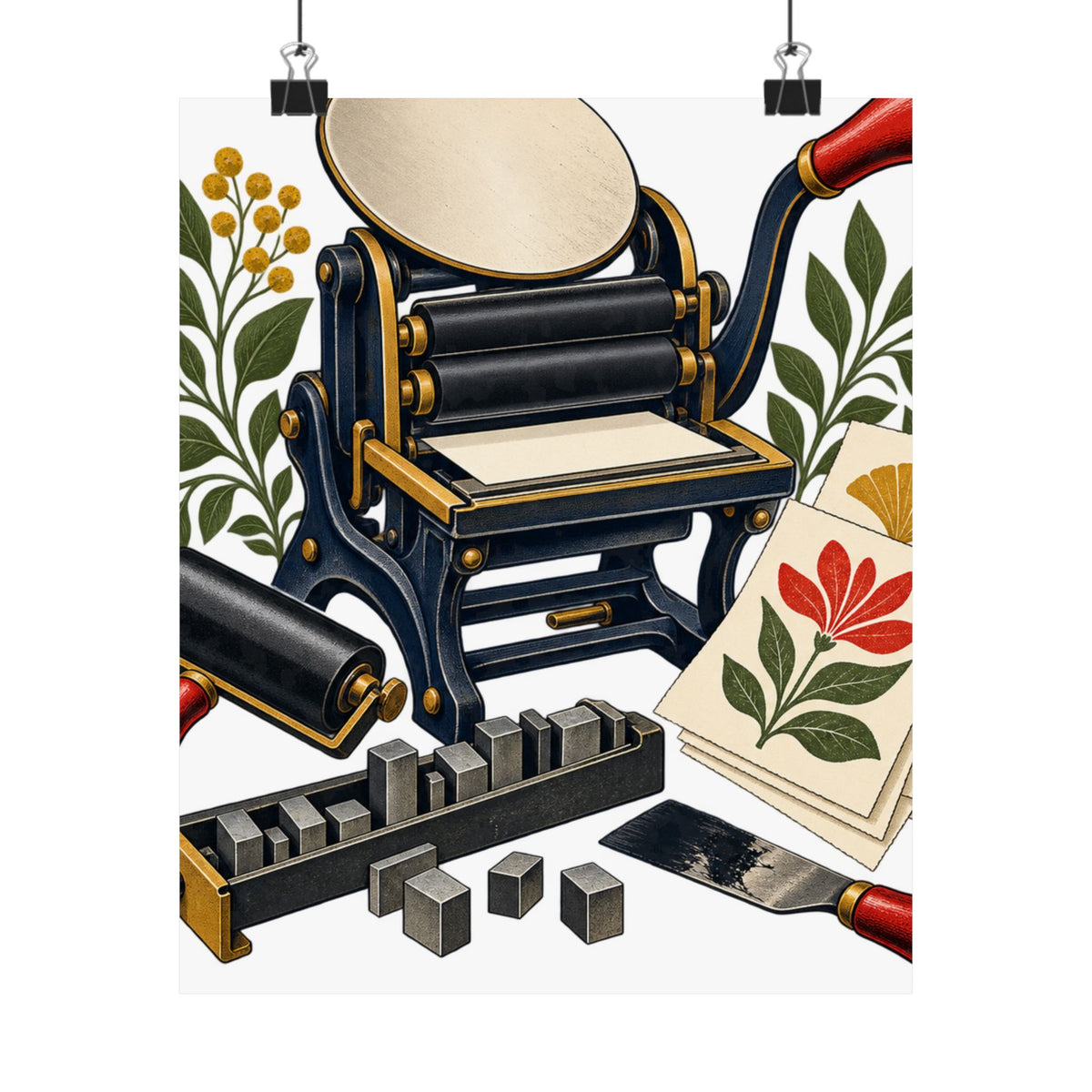Botanical Letterpress Printshop Poster