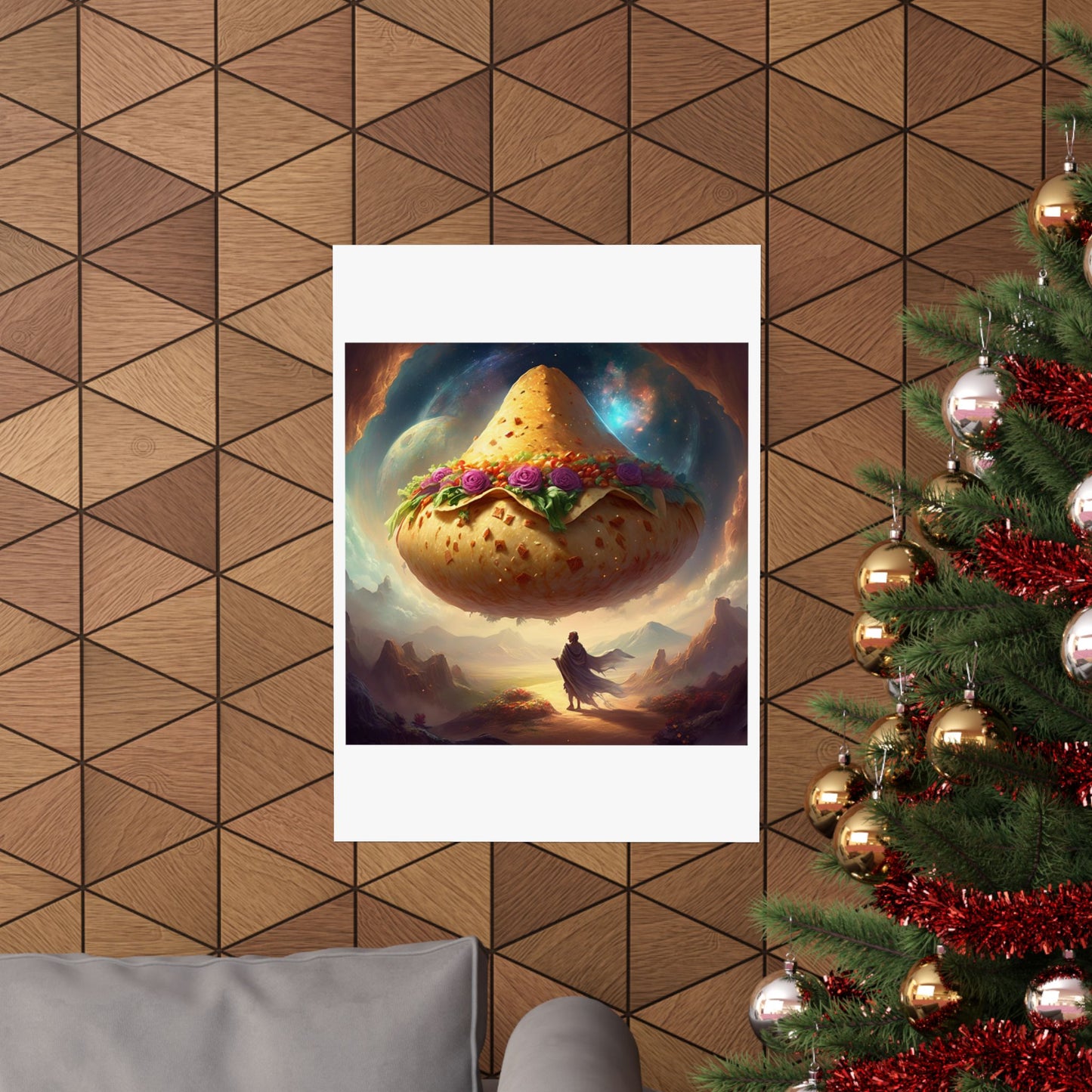 Cosmic Taco Planetoid Surreal Food Fantasy Art Poster