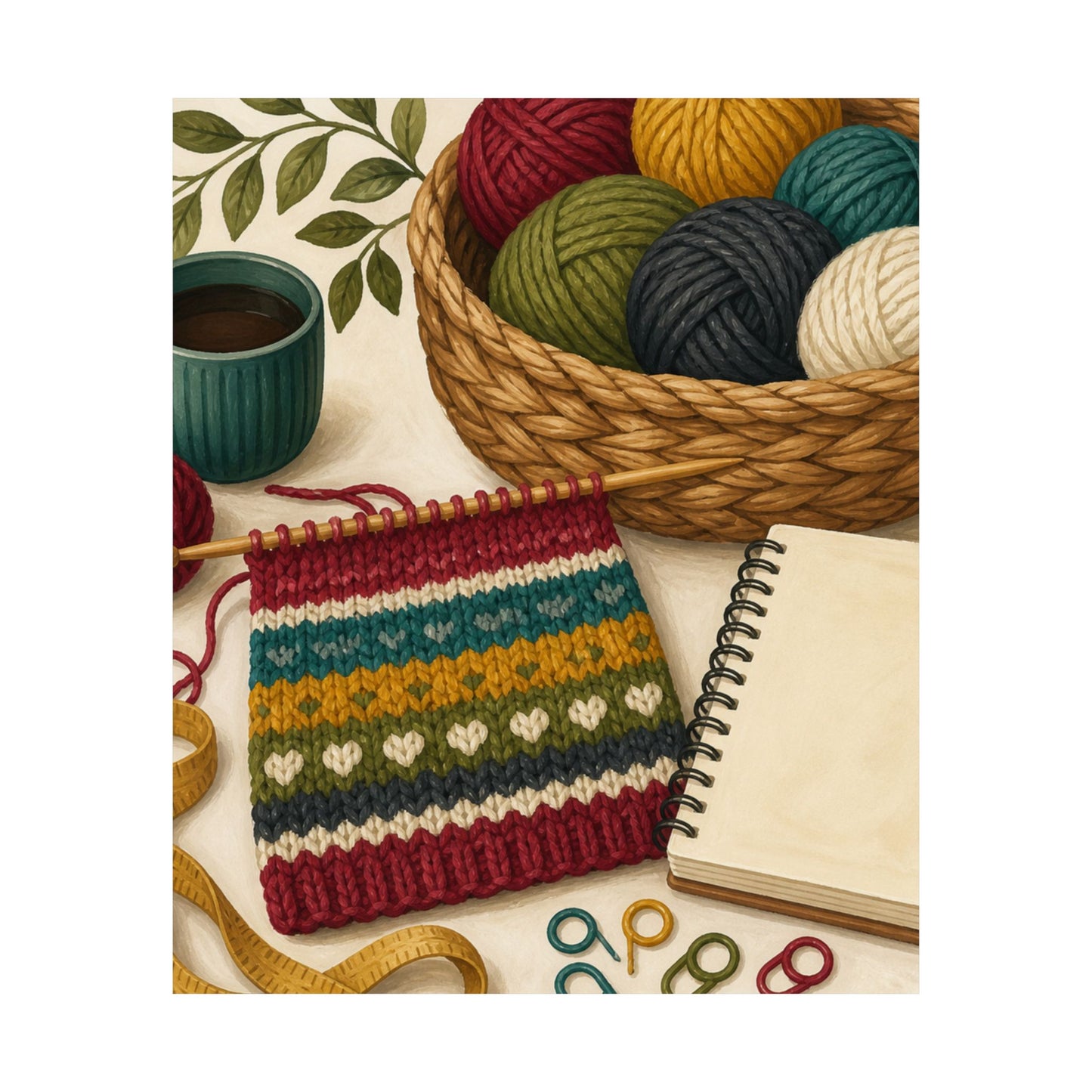 Cozy Knitting and Yarn Hobby Art Poster