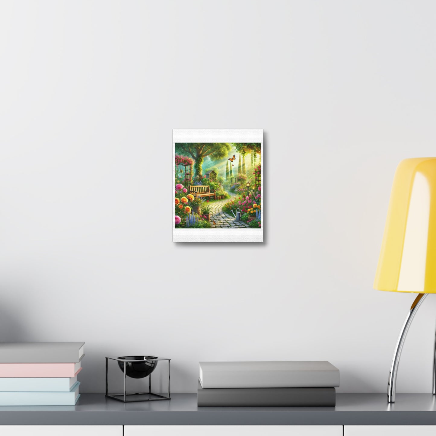 Sunlit Spring Flower Garden Bench Canvas