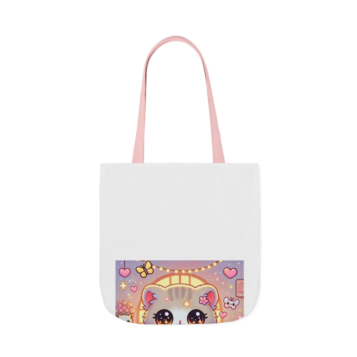 Cozy Kawaii Knitting Cat Pastel Yarn Canvas Tote Bag