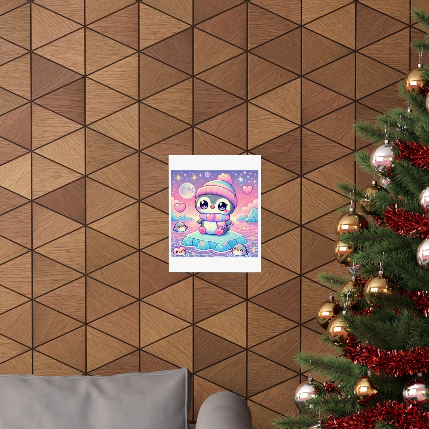 Cute Winter Penguin Ice Floe Kawaii Art Poster