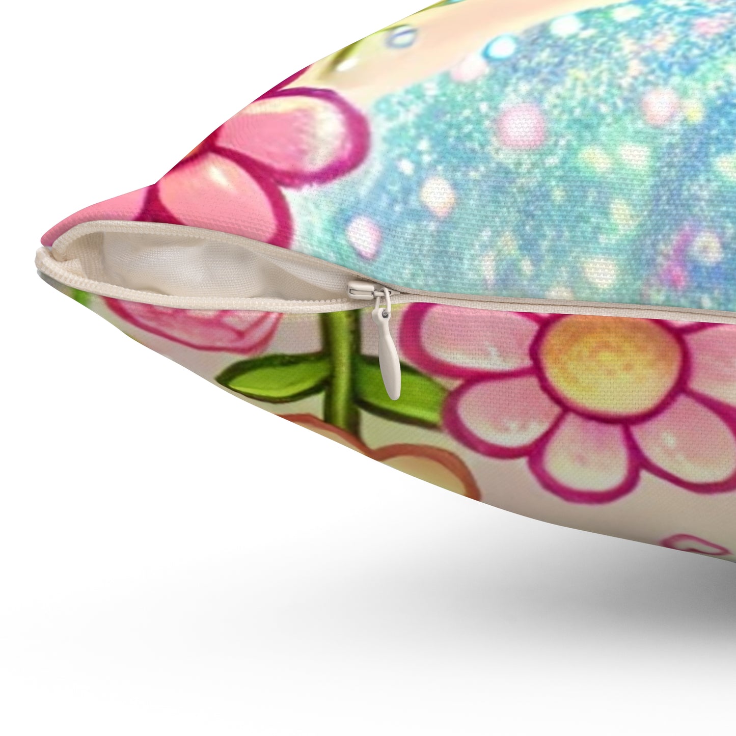 Pastel Rainbow Baby Elephant Floral Decorative Pillow