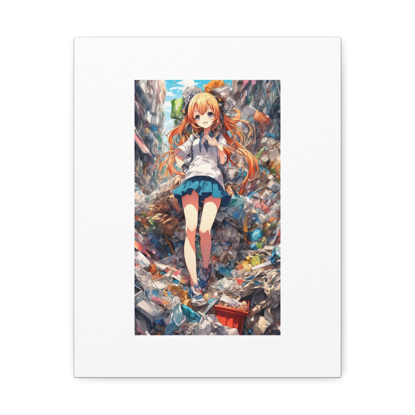 Recycling Rescue Anime Heroine Eco Street Art Canvas