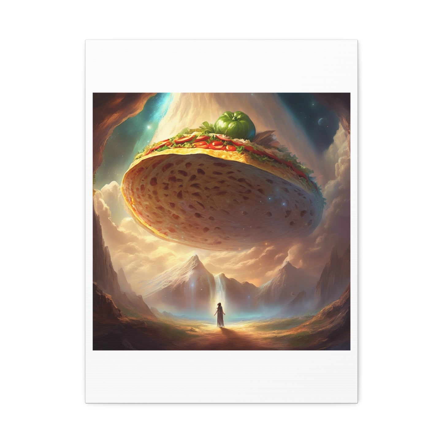 Cosmic Taco UFO Surreal Food Fantasy Art Canvas