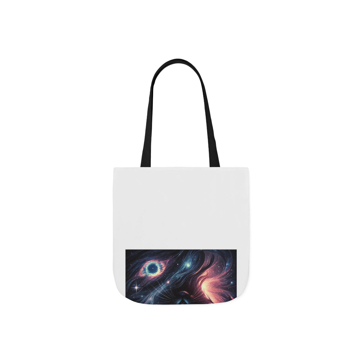 Cosmic Black Cat Galaxy Celestial Canvas Tote Bag