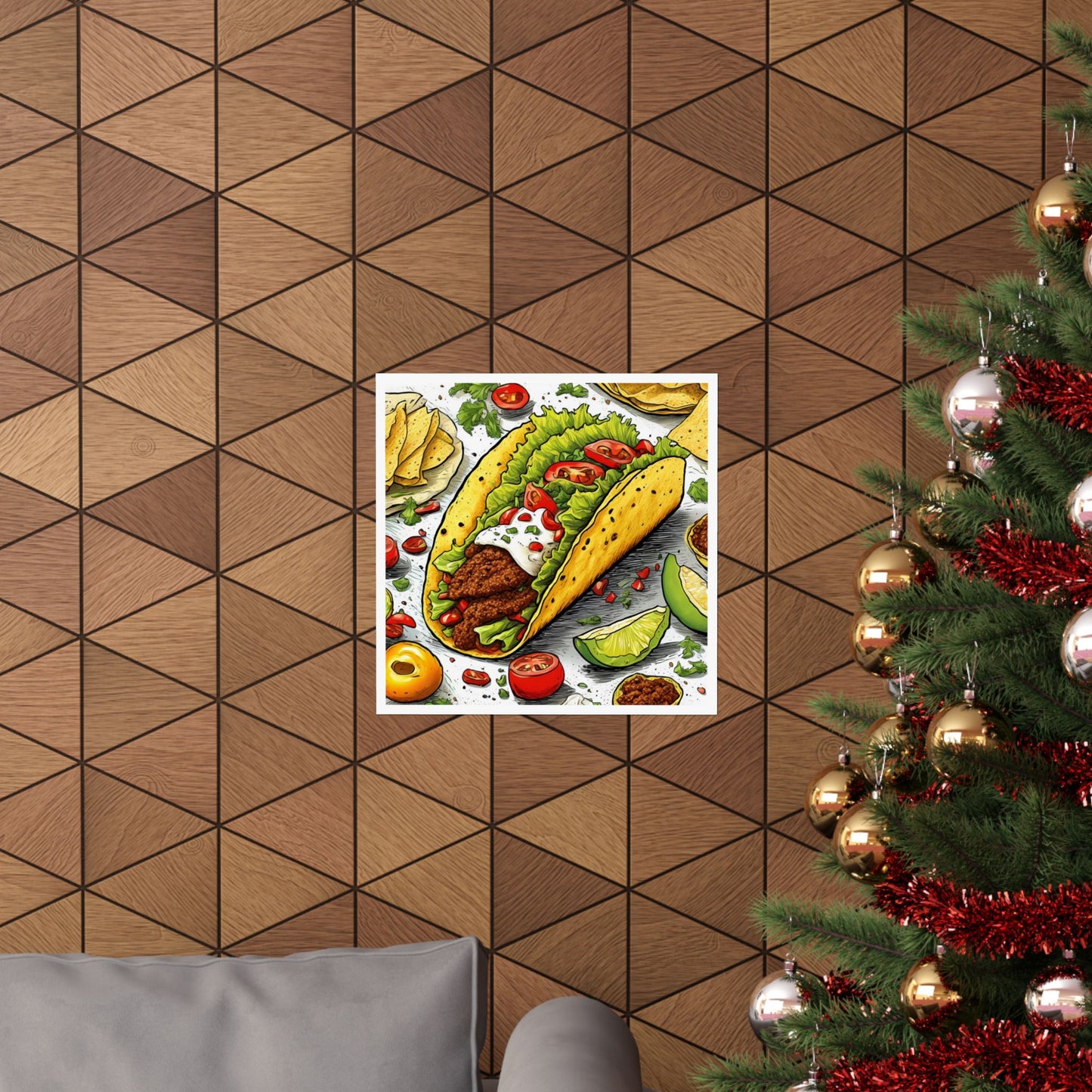 Bold Taco Illustration Foodie Gift Art Poster