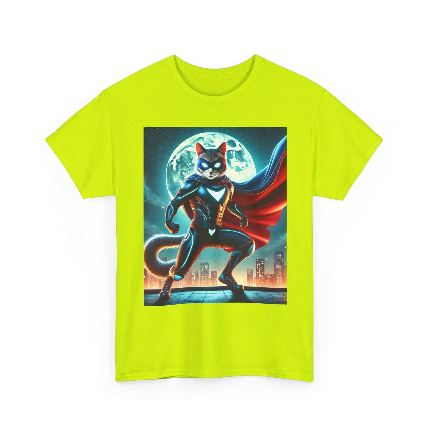 Superhero Cat T-Shirt Funny Graphic Tee with Cool Comic Style Design, Soft Cotton Casual Shirt Cat Lovers, Men, Women & Kids