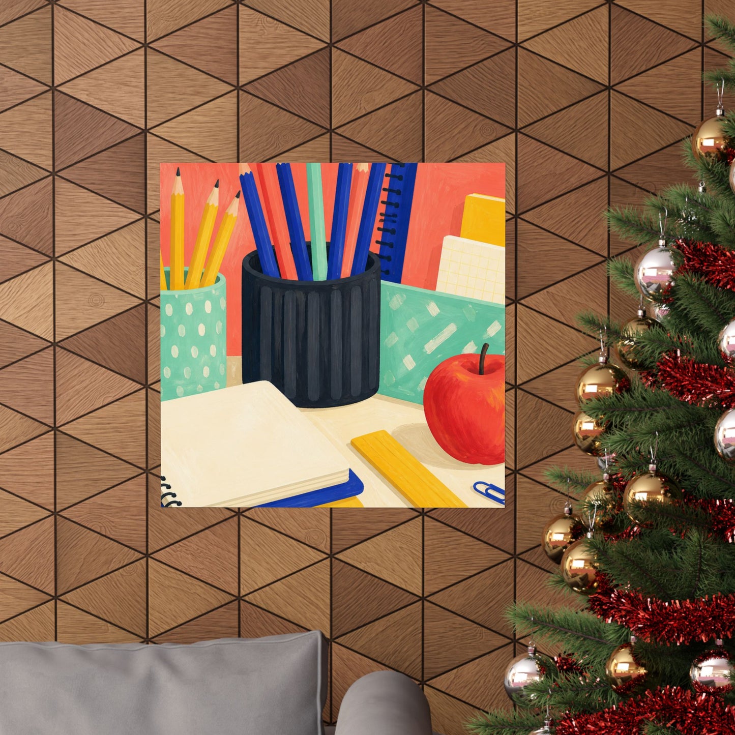 Colorful Teacher Desk Supplies Art Poster