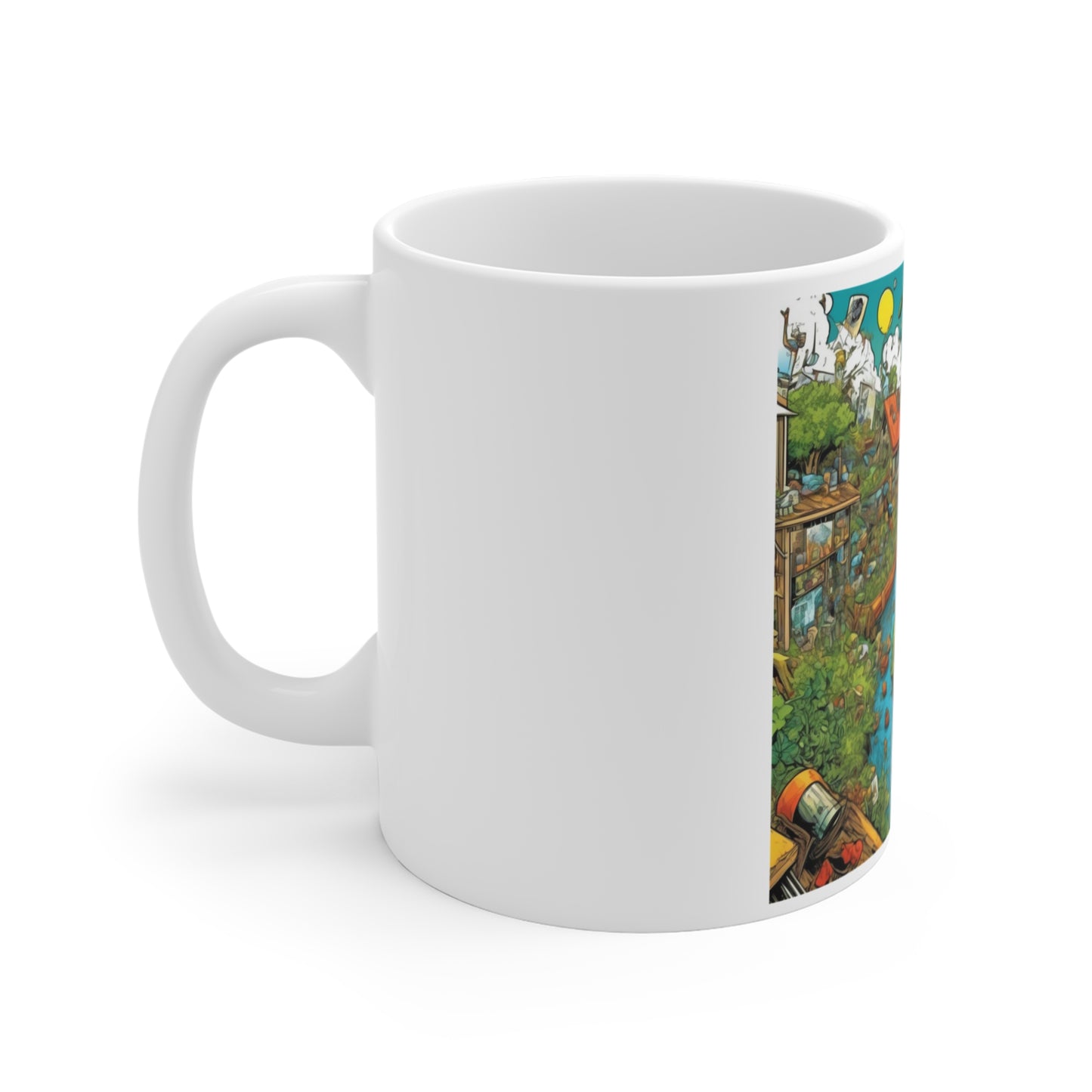 Whimsical Garden Stream Nature Gift Art Coffee Mug