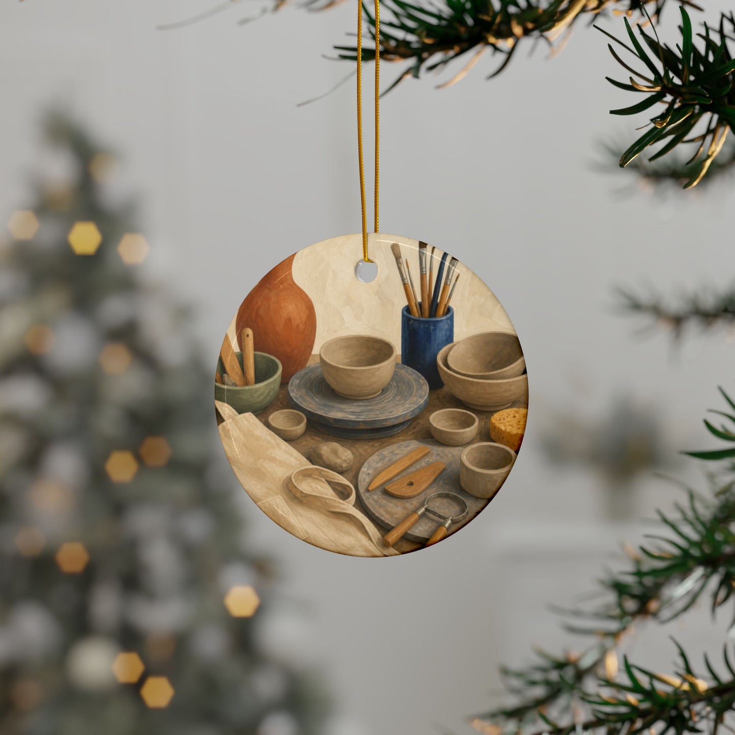 Colorful Pottery Studio Hobby Art Ceramic Ornament, Holiday Keepsake and Gift