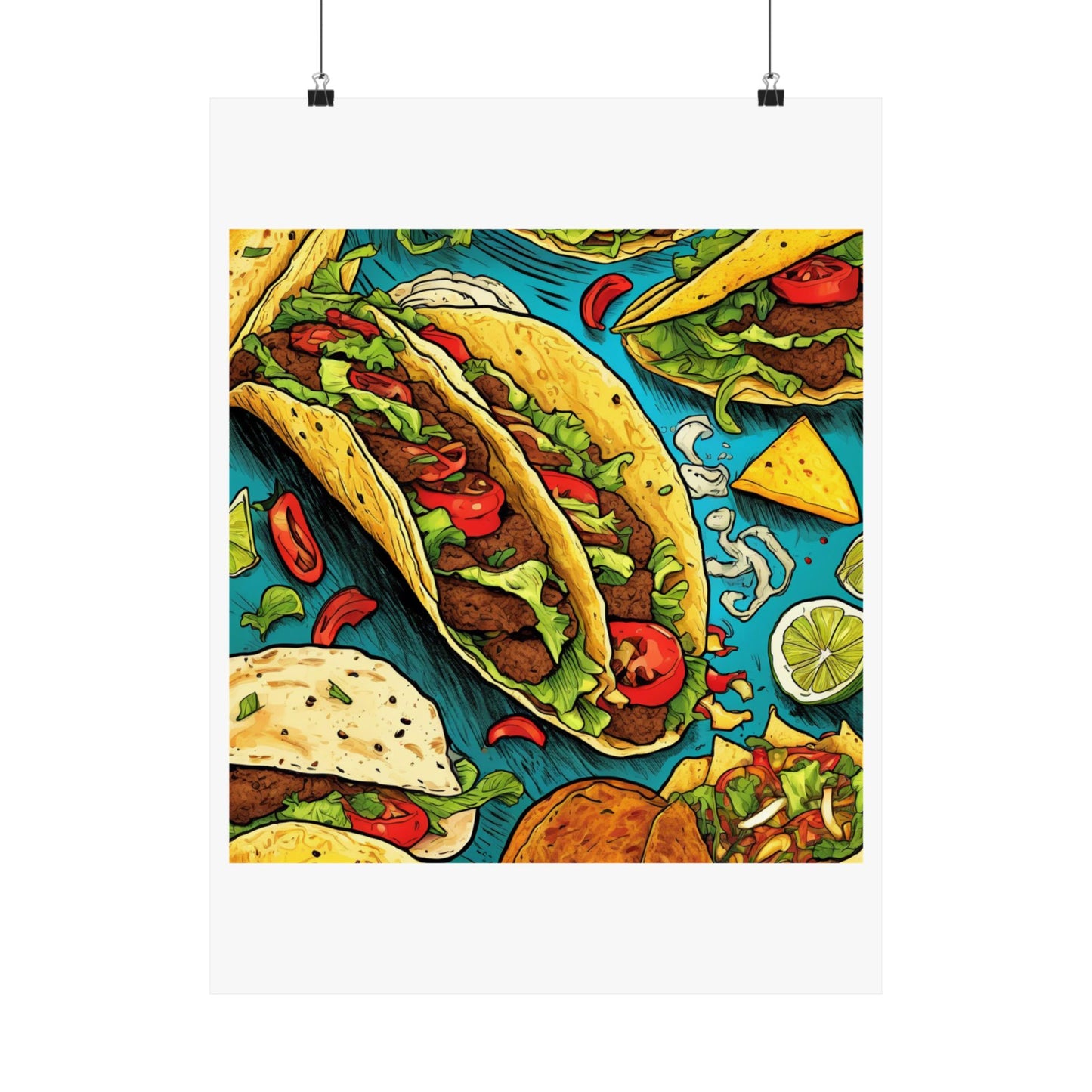 Taco Party Pattern Foodie Gift Art Poster