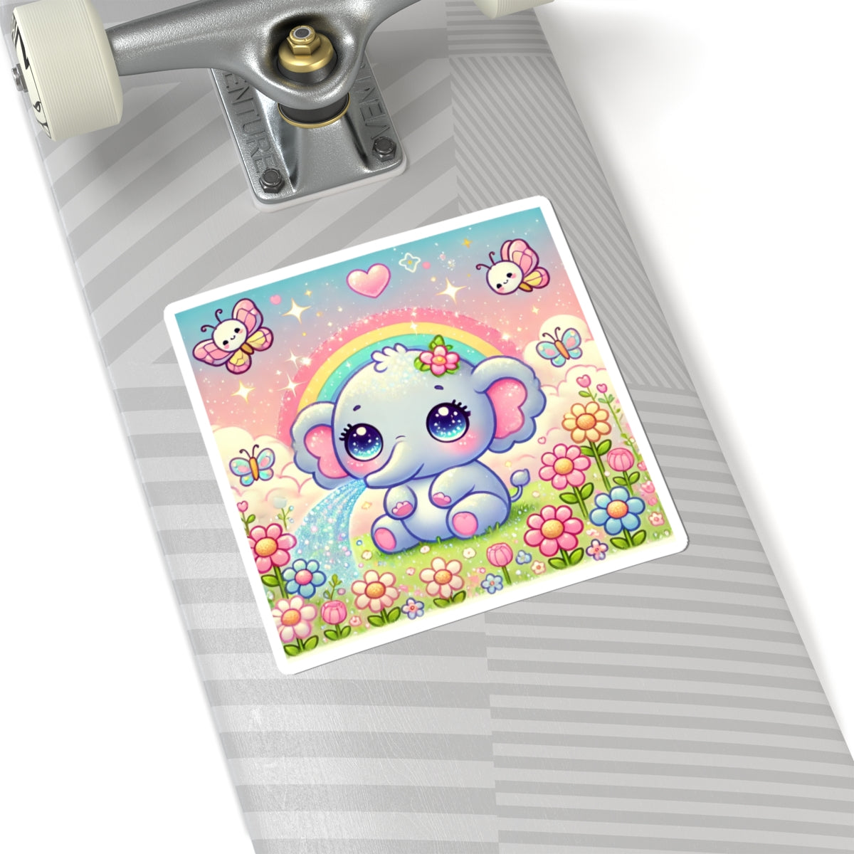 Pastel Rainbow Baby Elephant Floral Sticker