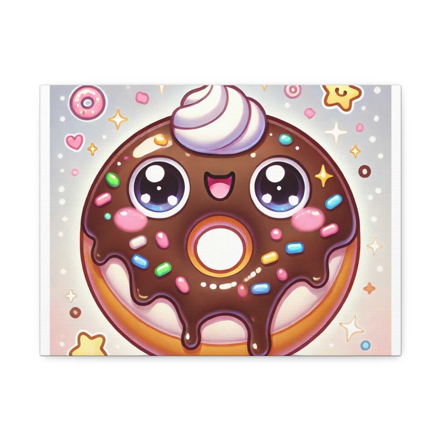 Kawaii Chocolate Donut Cute Dessert Canvas Wall Art