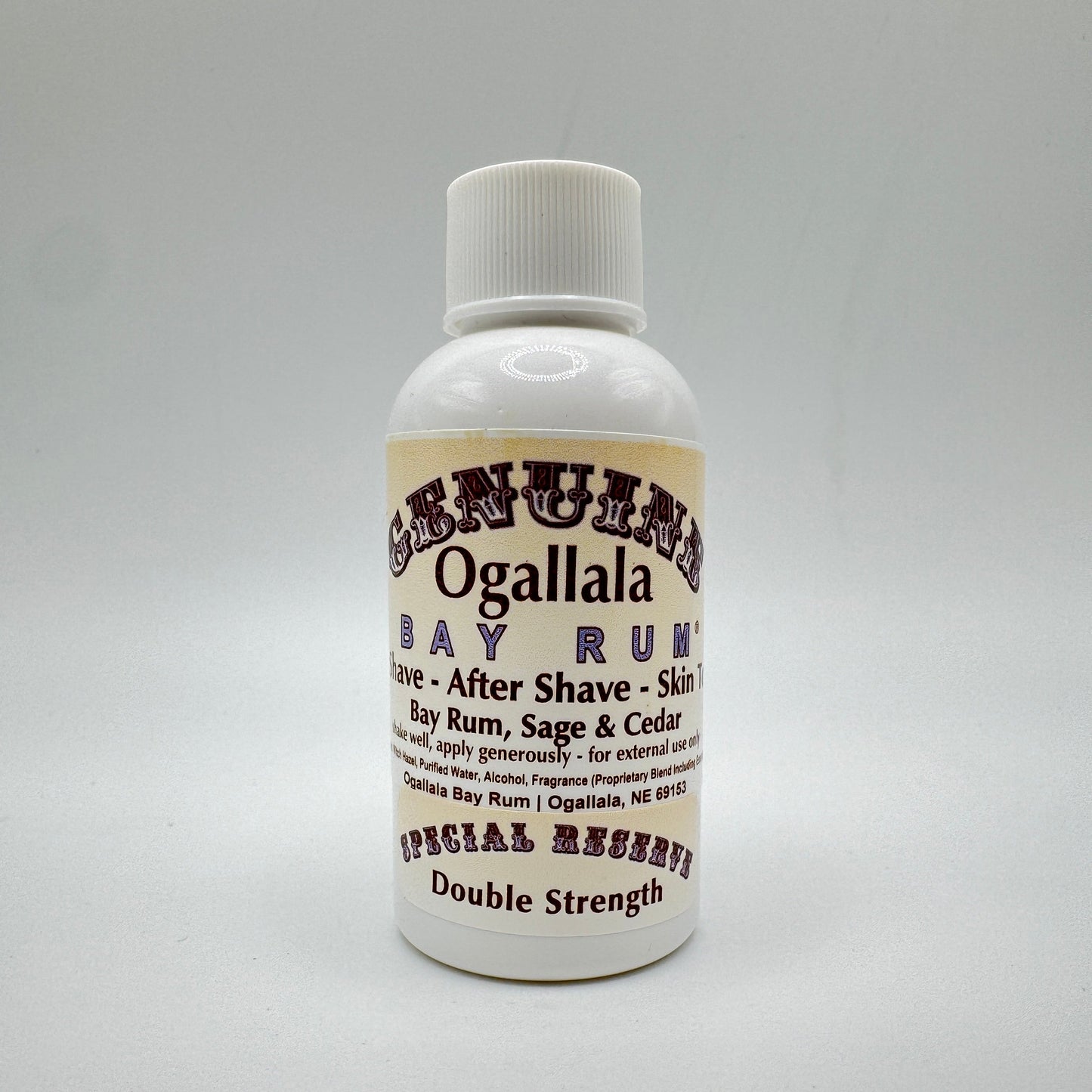 Ogallala Bay Rum, Sage & Cedar Double Strength Pre Shave - After Shave Splash - Skin Toner 2 Oz