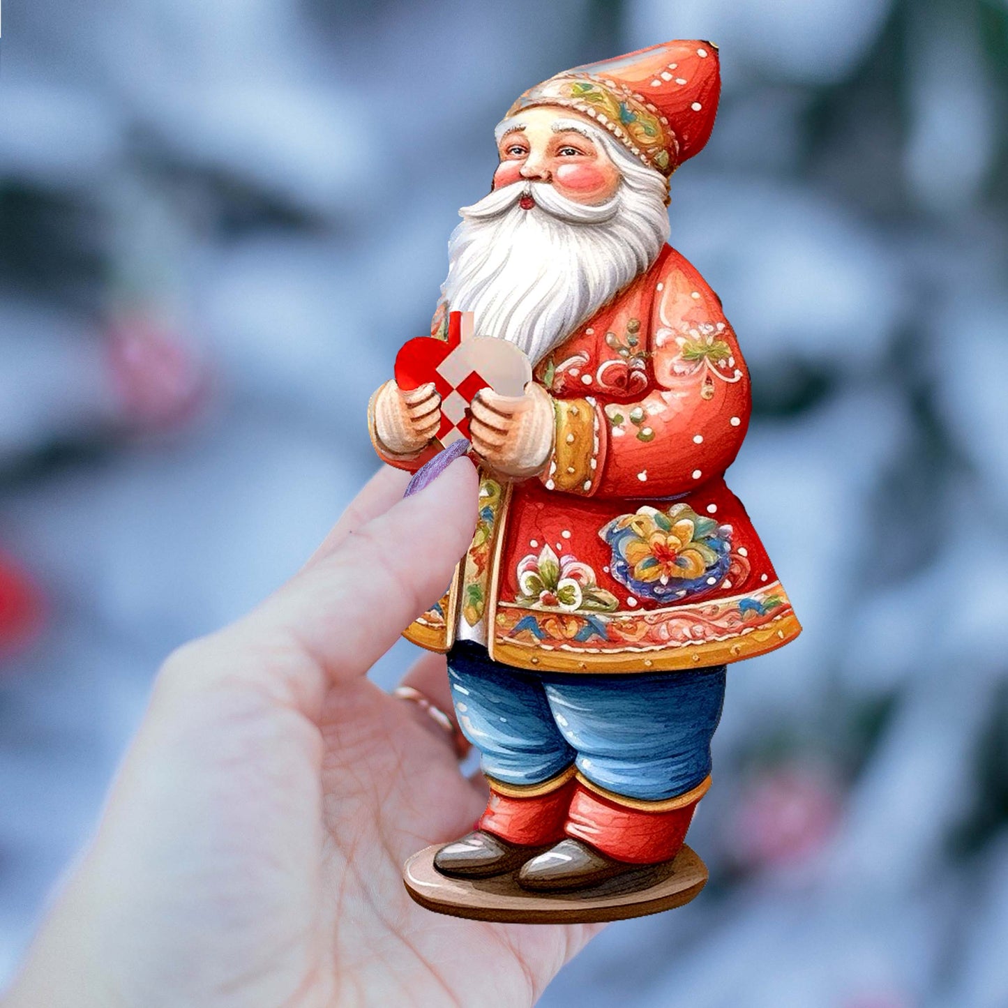 Santas Around the World - Danish Inspired Santa - Eco Wood Ornaments Set of 3 by G. DeBrekht Christmas Santa Snowman Decor - 8091302S3