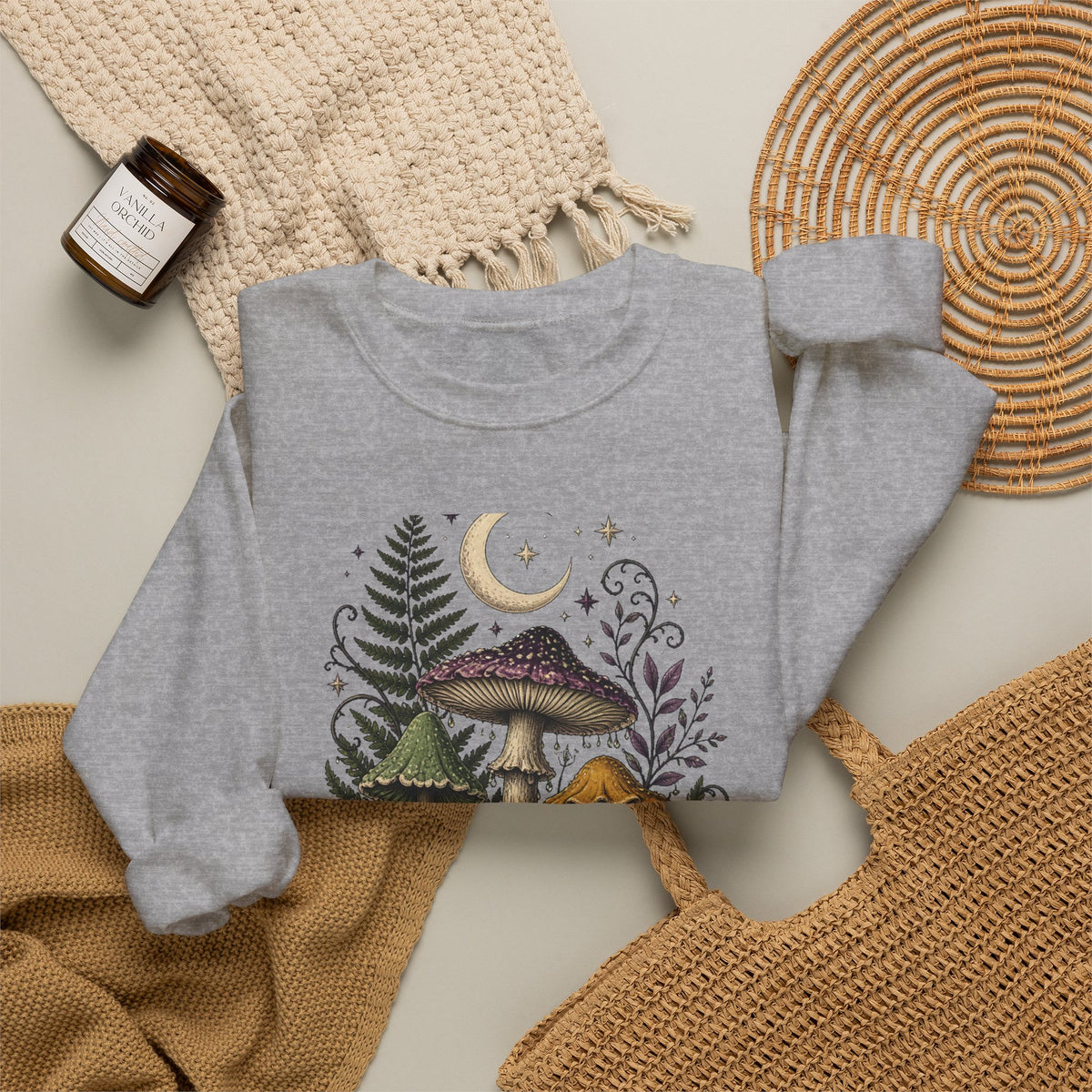 Midnight Mushroom Field Notes Botanical Mushroom Sweatshirt