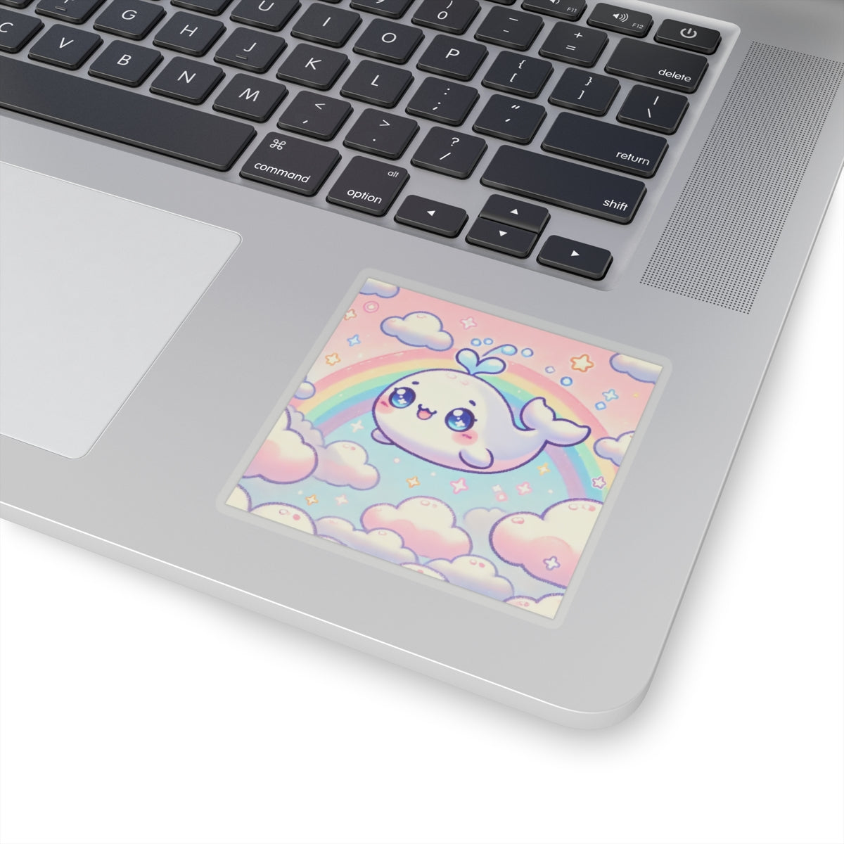 Kawaii Rainbow Whale Pastel Cloud Sticker
