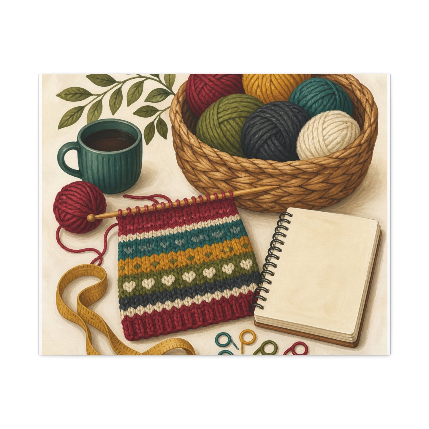 Cozy Knitting and Yarn Hobby Art Canvas Art