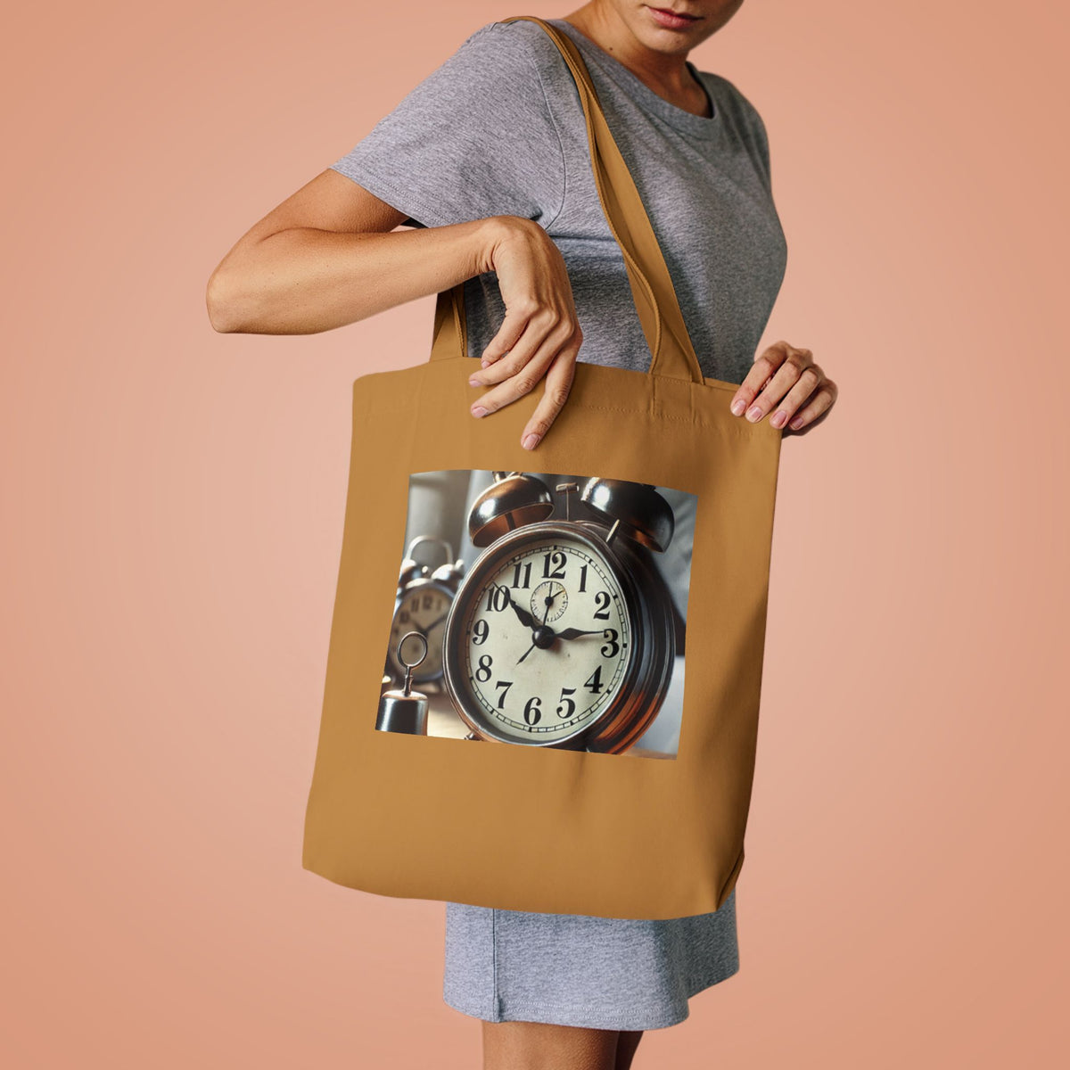 Vintage Alarm Clock Morning Routine Timekeeper Tote Bag