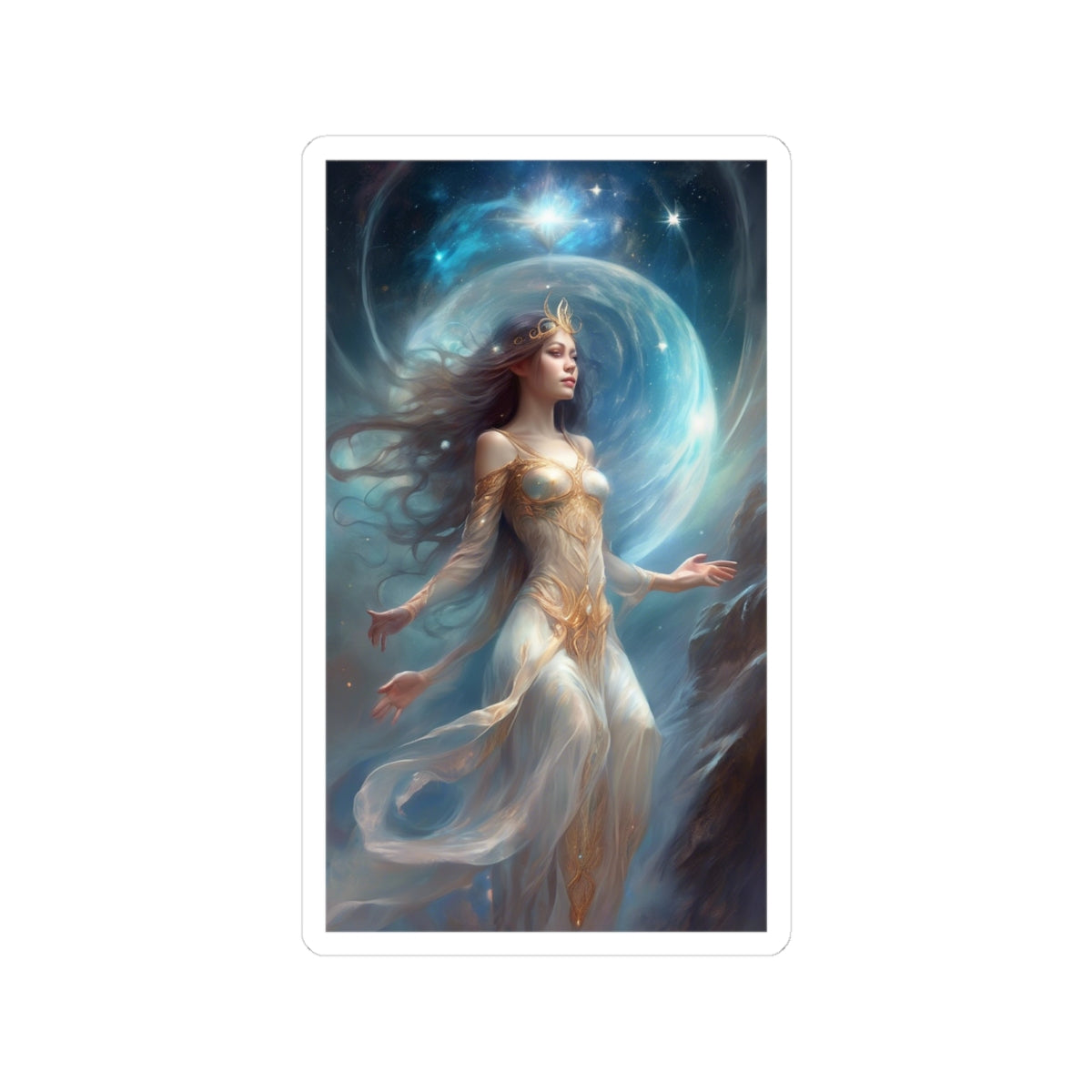 Lunar Celestial Queen Fantasy Portrait Sticker