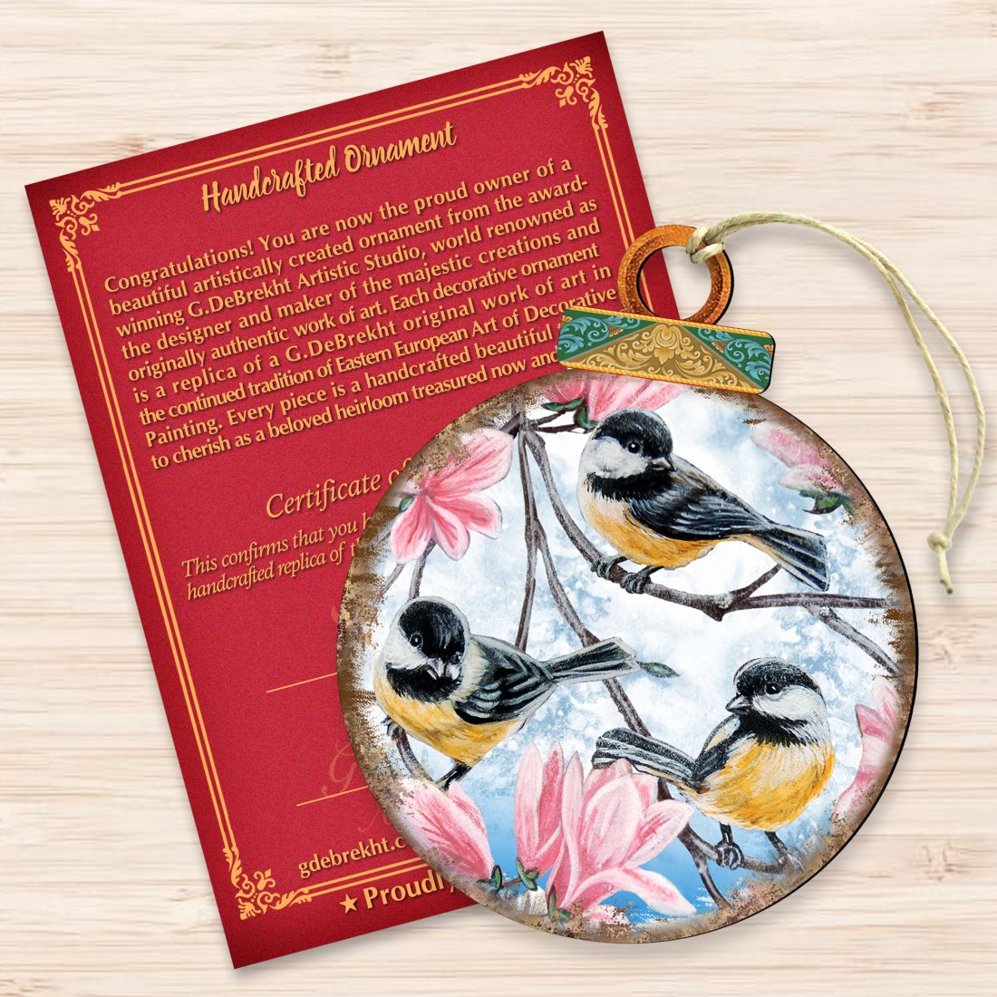 Birds Ball Wooden Ornaments by G. DeBrekht - Christmas Decor - 8025222