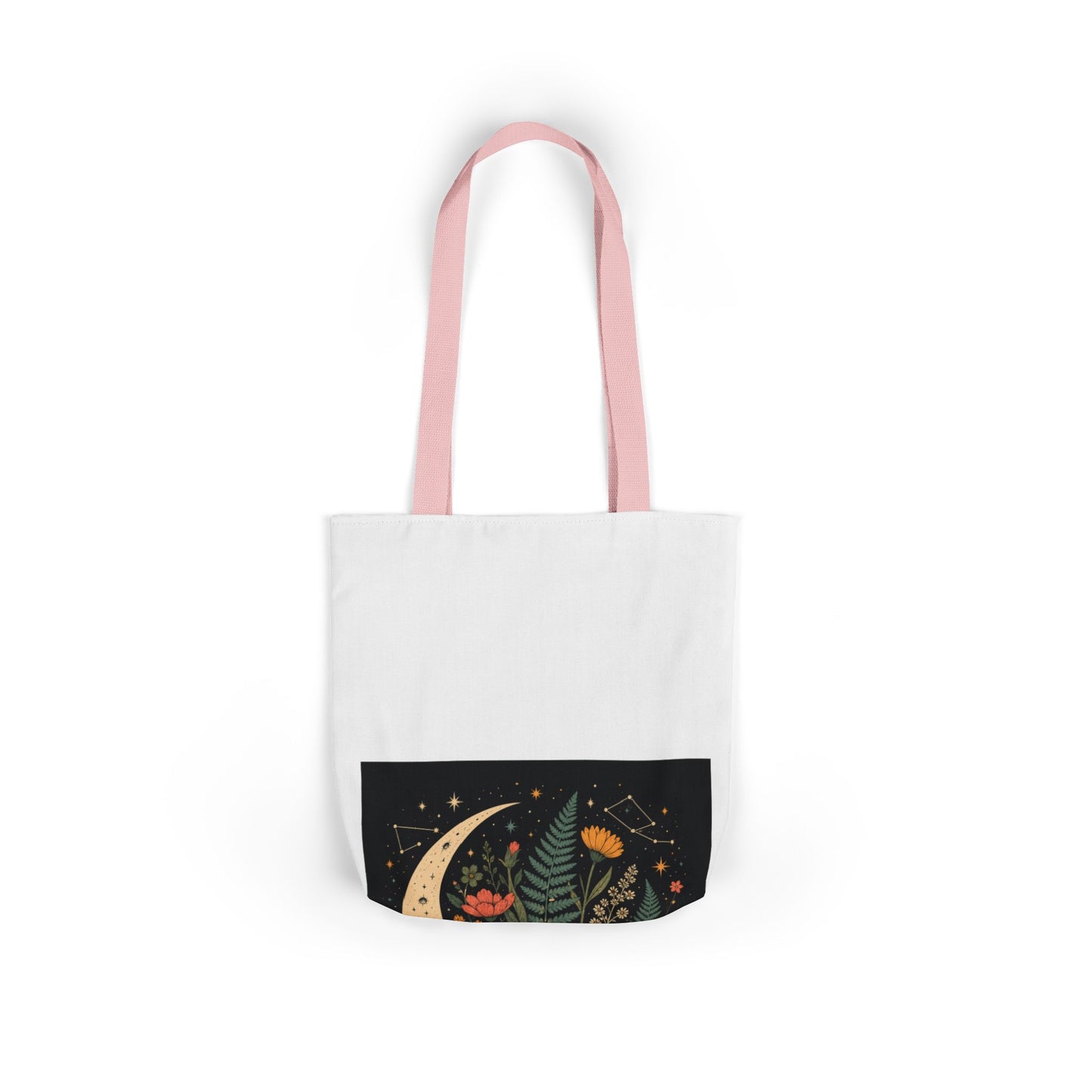 Celestial Wildflower Crescent Moon Botanical Tote Bag