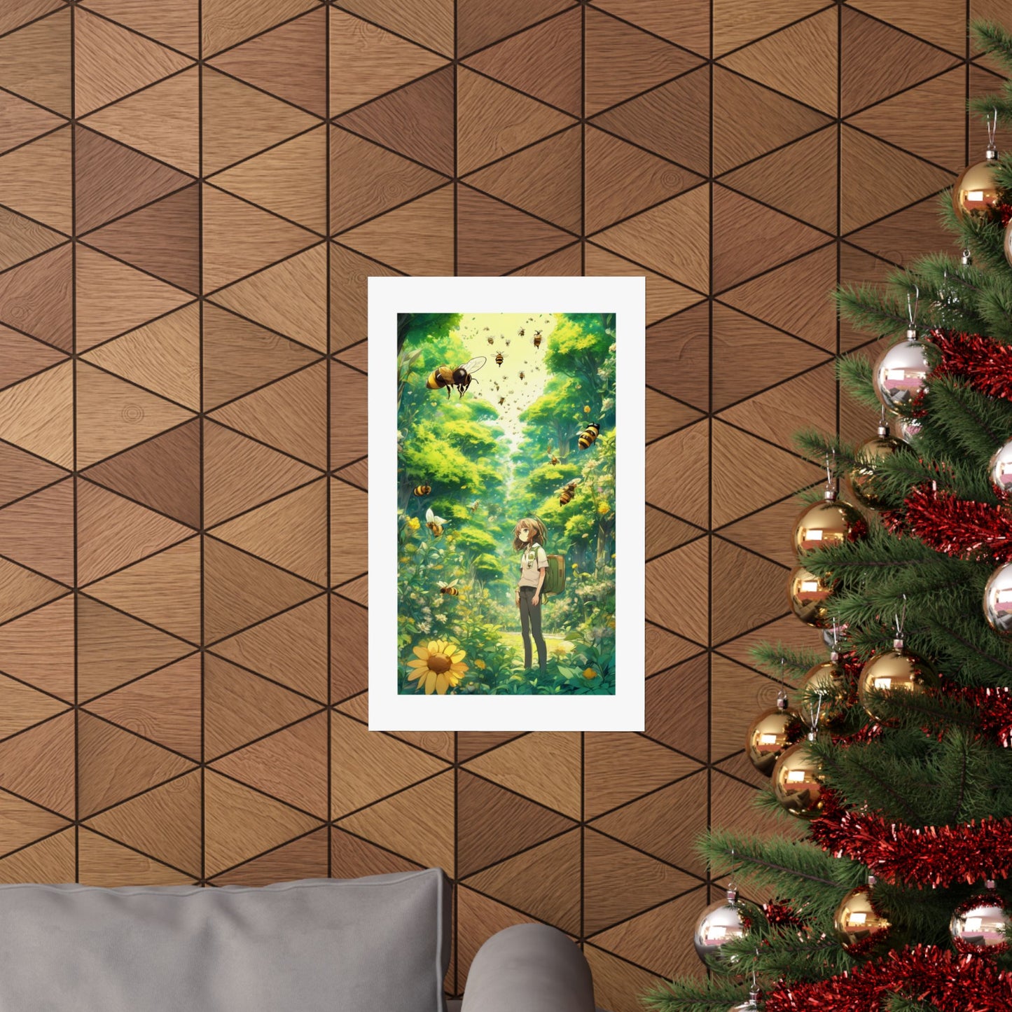 Bee Garden Explorer Anime Nature Art Poster