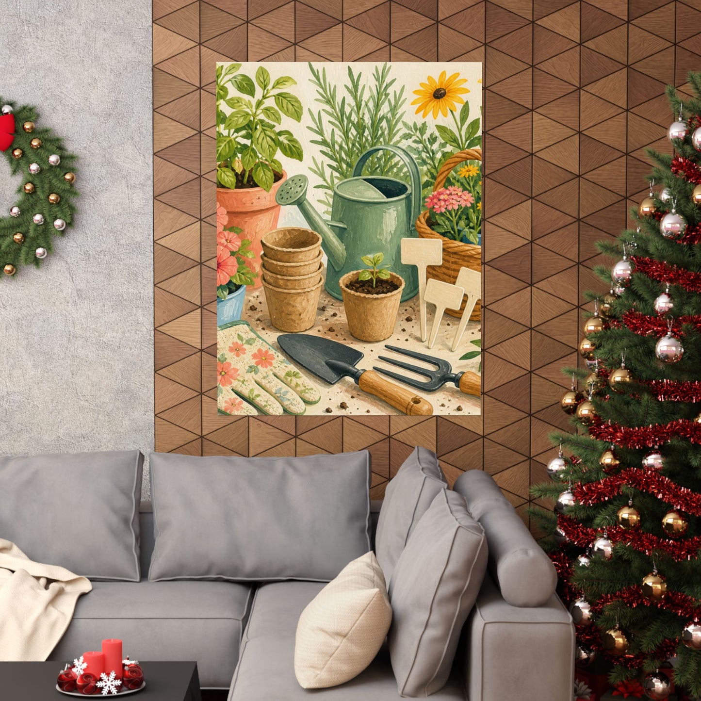 Colorful Gardening Tools and Flowers Hobby Poster