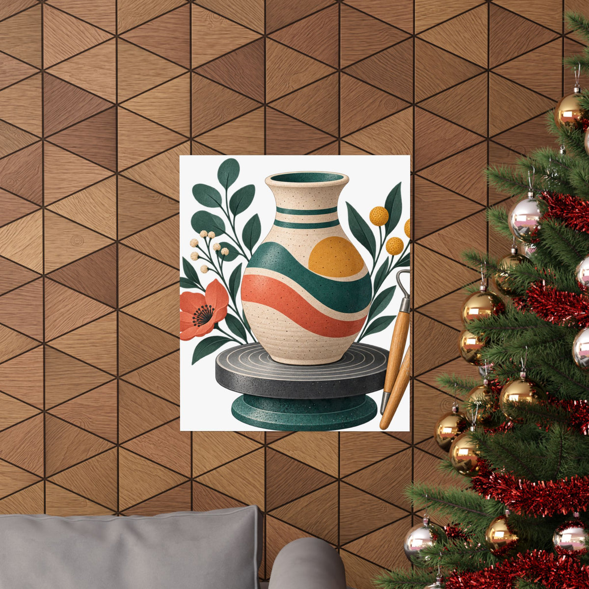 Midcentury Pottery Botanical Art Poster