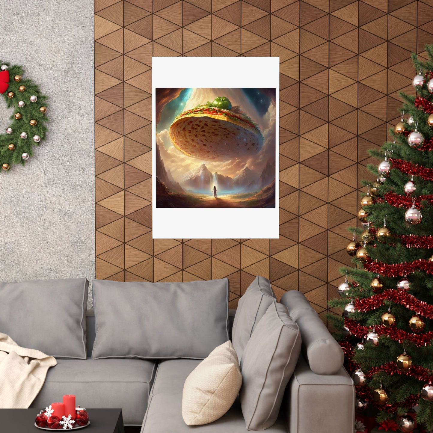 Cosmic Taco UFO Surreal Food Fantasy Art Poster
