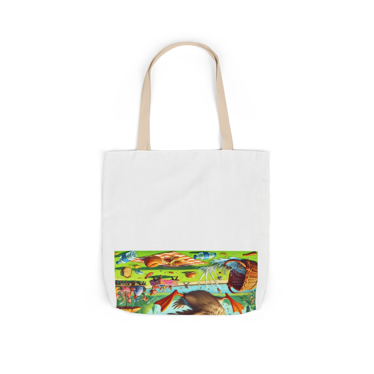 Chaotic Picnic Duck Funny Summer Canvas Tote Bag