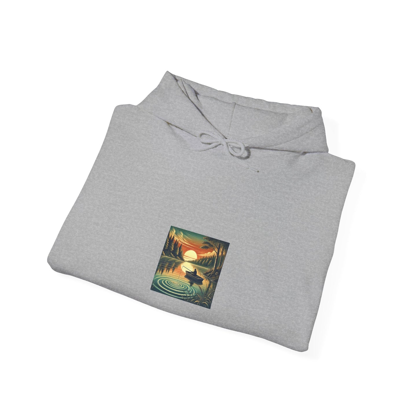 Sunset Lake Fishing Retreat Outdoors Graphic Hoodie for Anglers Gift