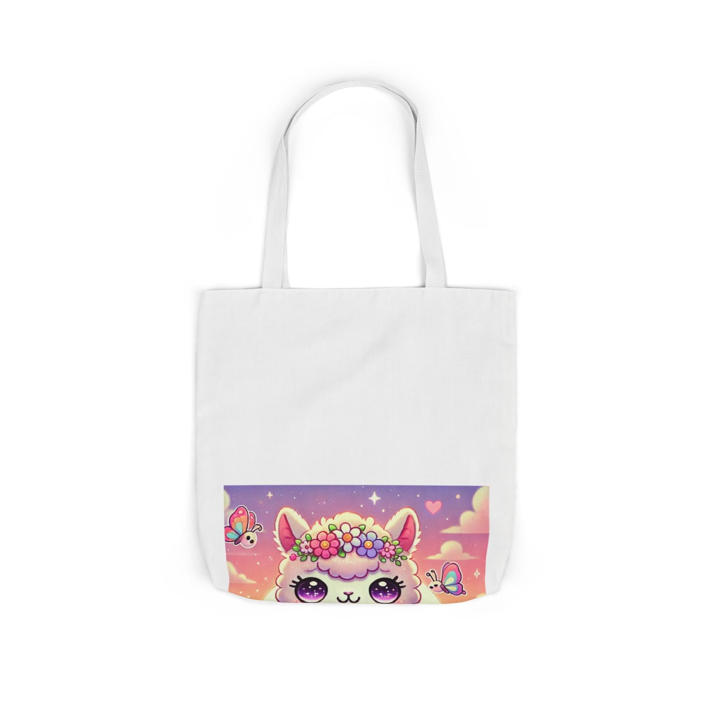 Pastel Floral Alpaca Garden Kawaii Canvas Tote Bag