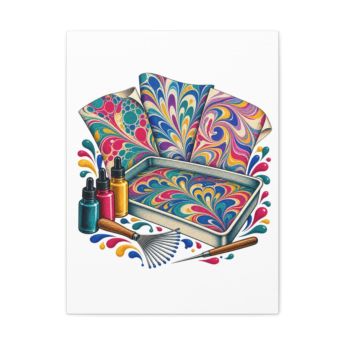 Colorful Paper Marbling Workshop Canvas